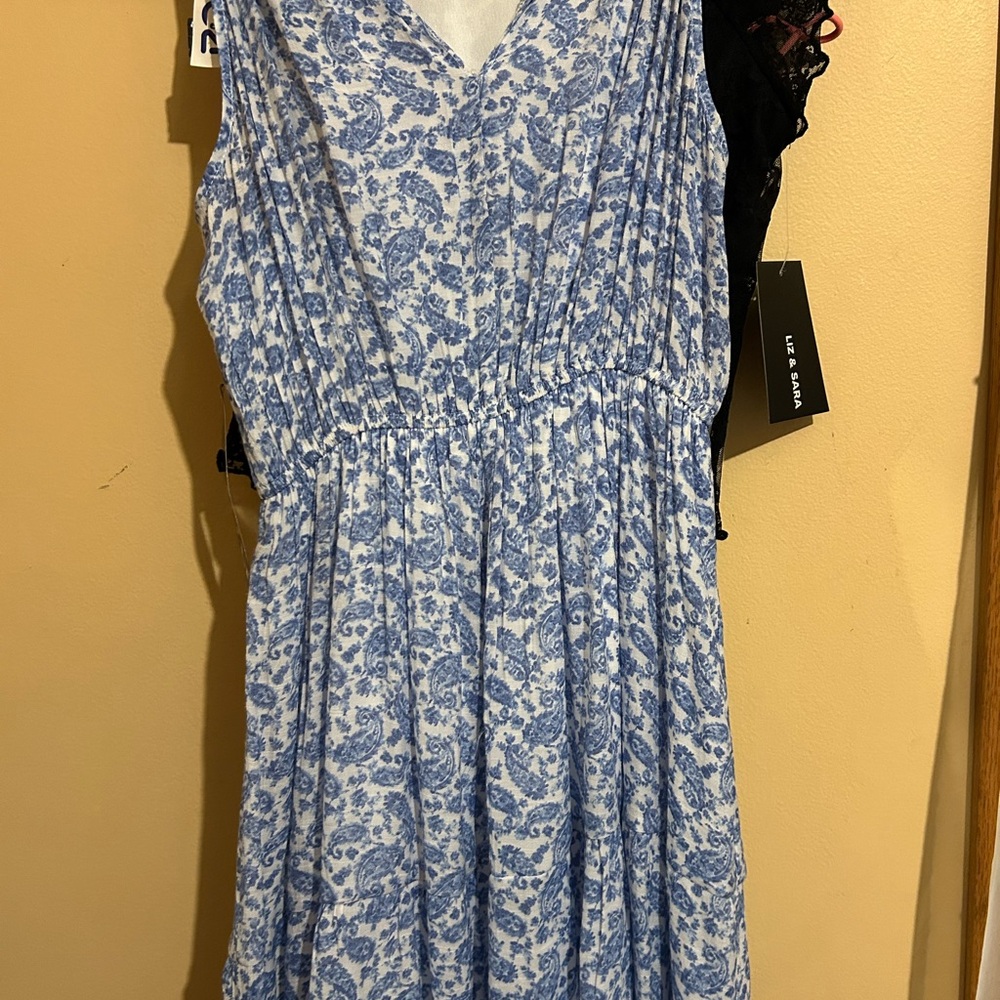 Blue Floral Sleeveless Dress